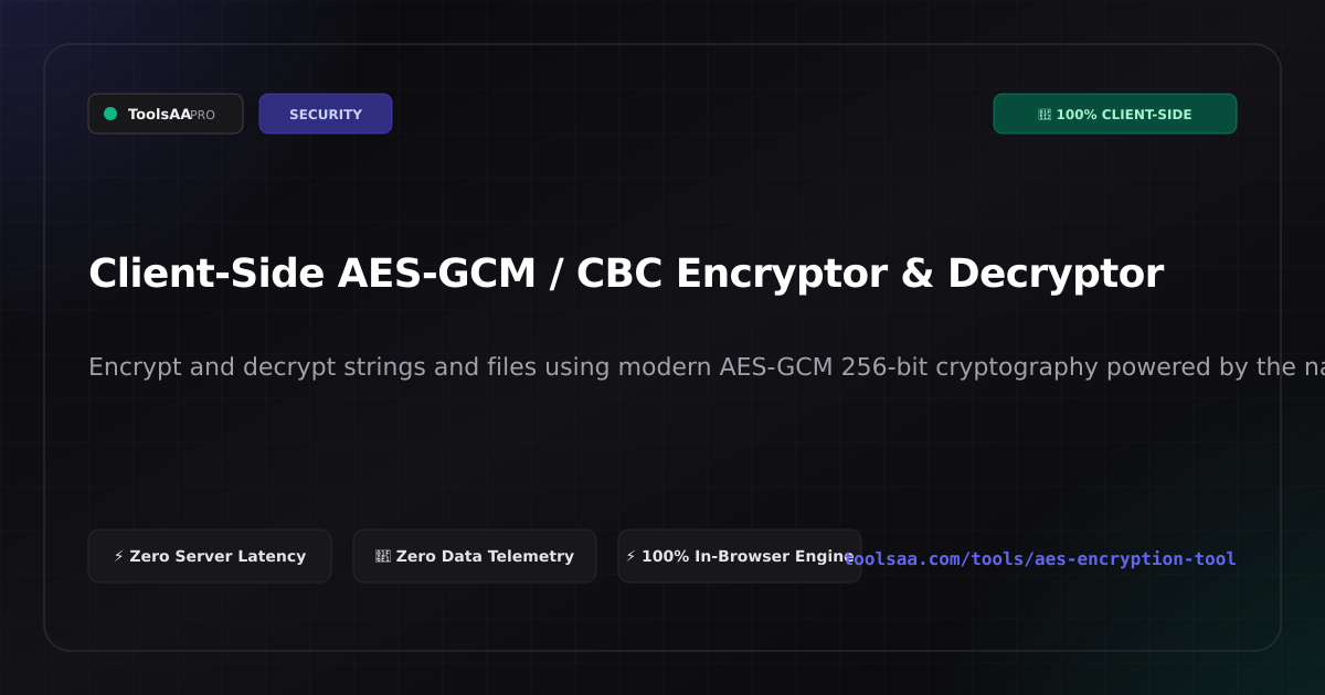 Client-Side AES-GCM / CBC Encryptor & Decryptor | ToolsAA