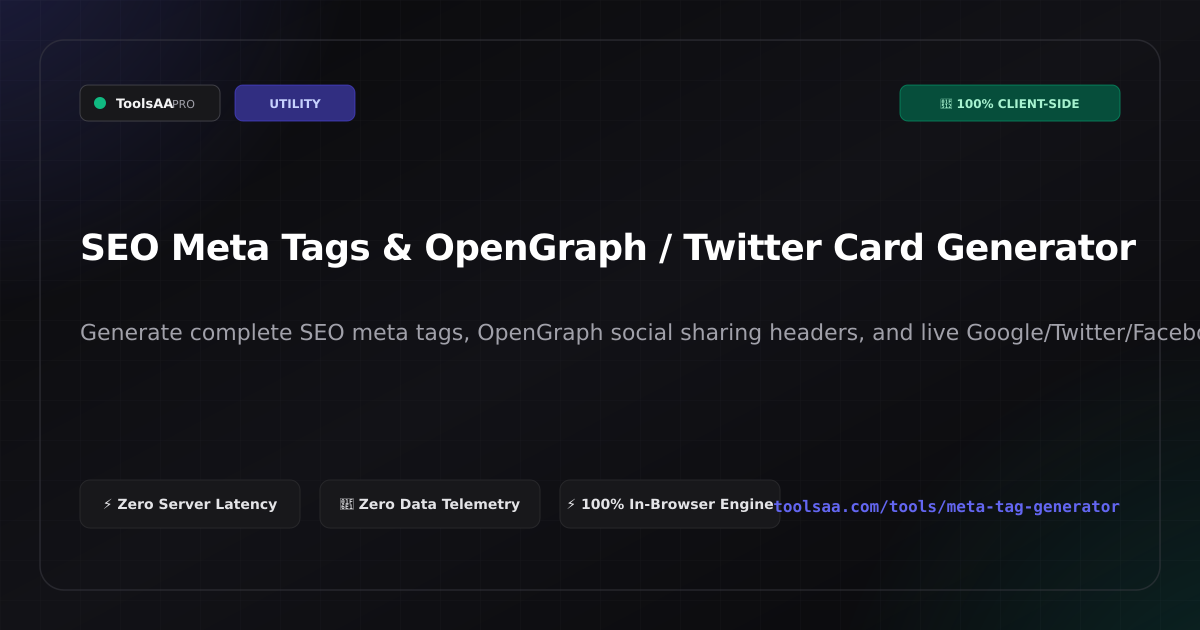 SEO Meta Tags & OpenGraph / Twitter Card Generator | ToolsAA